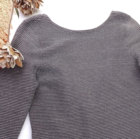 New Moda International Brown Silver Shimmer Gorgeous Back Dress Sz M - Picture 3 of 13